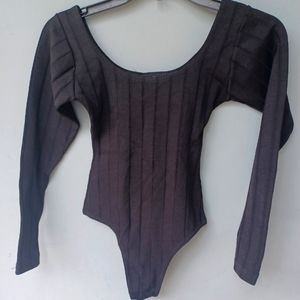 Vintage Liza bruce black striped bodysuit S.